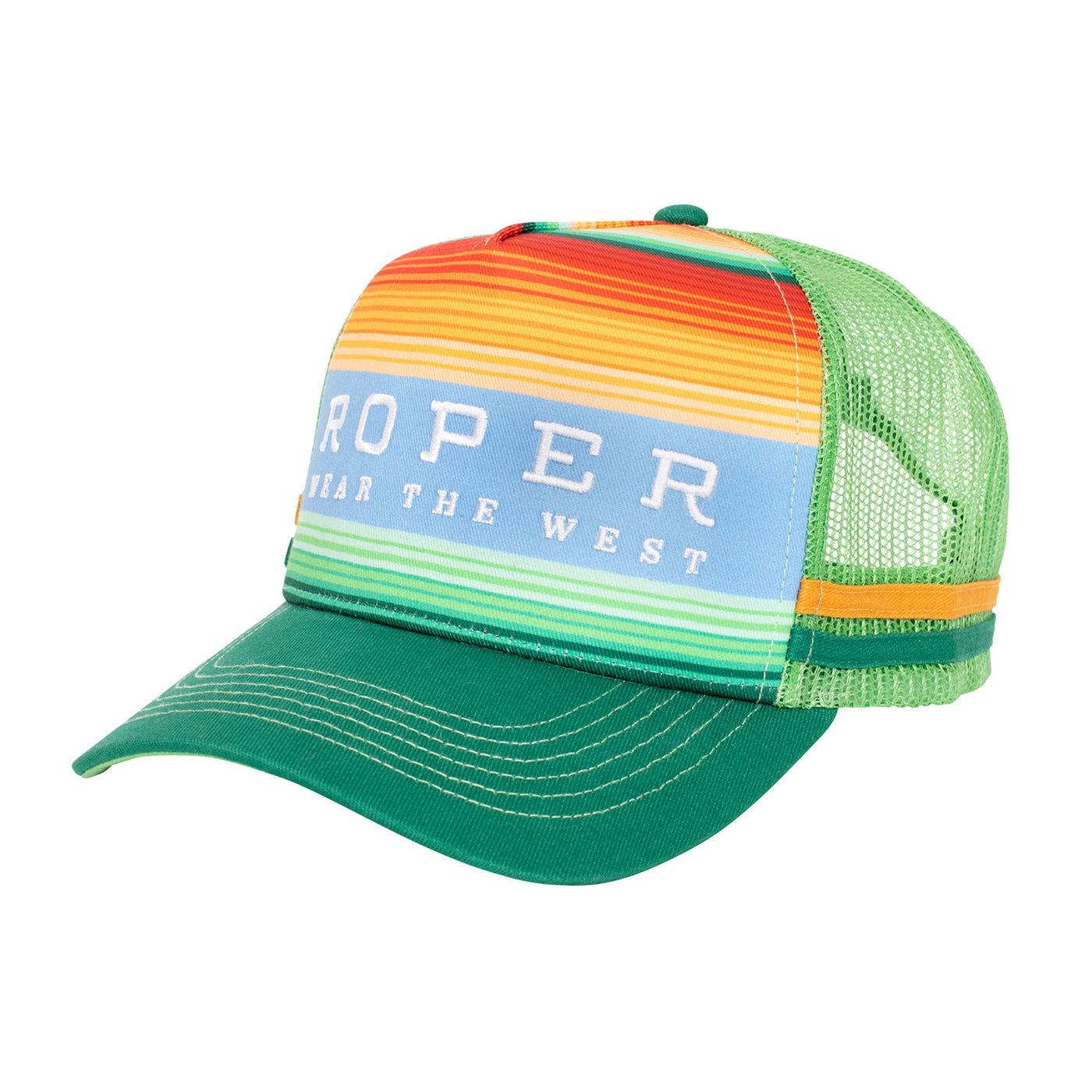 Roper | Trucker Cap | Serape | Green & Blue