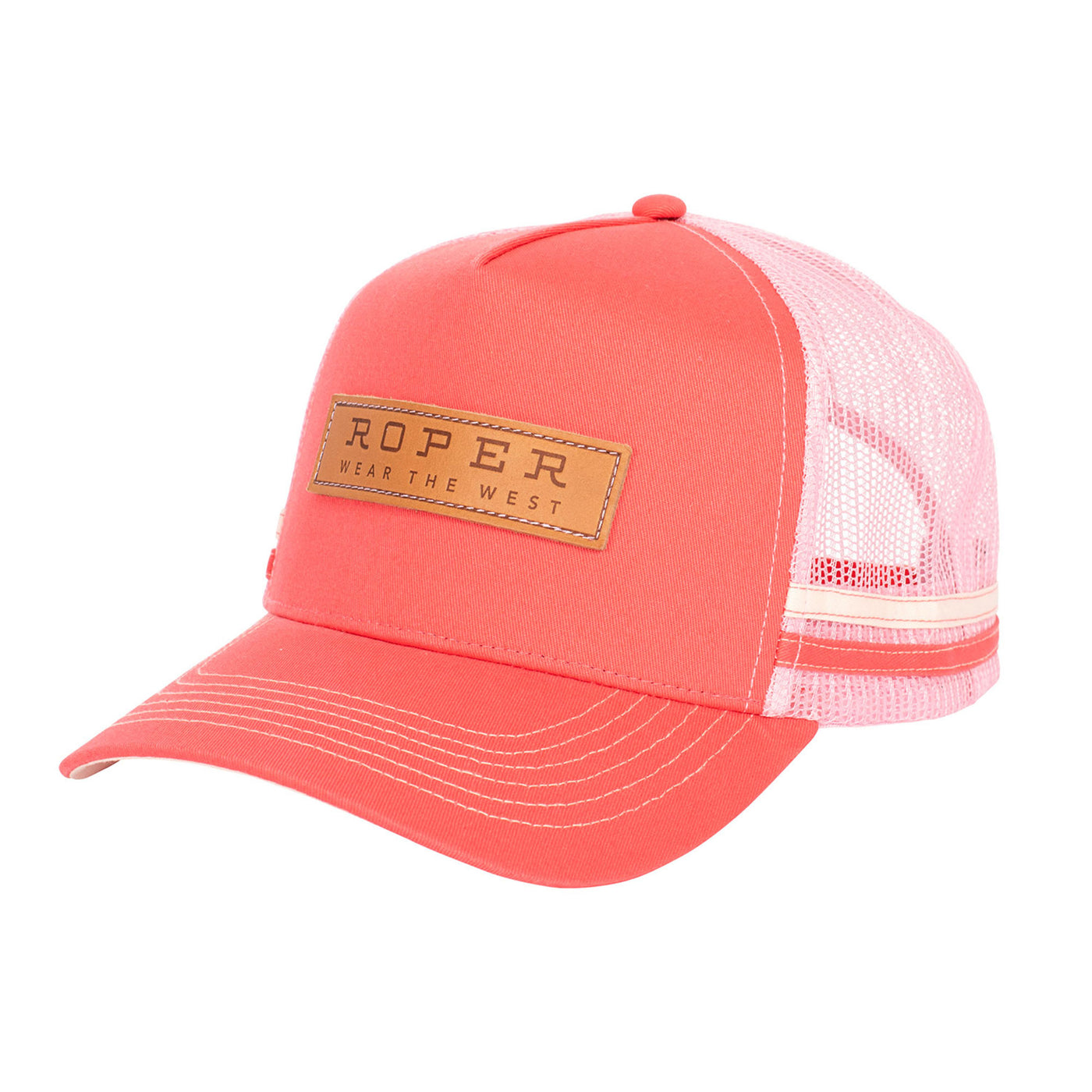 Roper | Trucker Cap | Leather Patch | Coral