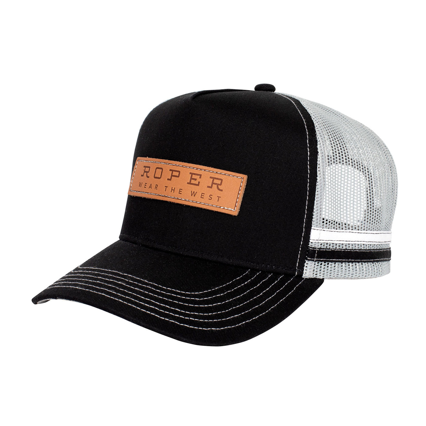 Roper | Trucker Cap | Leather Patch | Black