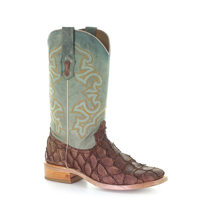 Corral Men's | Fish | Embroidery | Brown/Turquoise