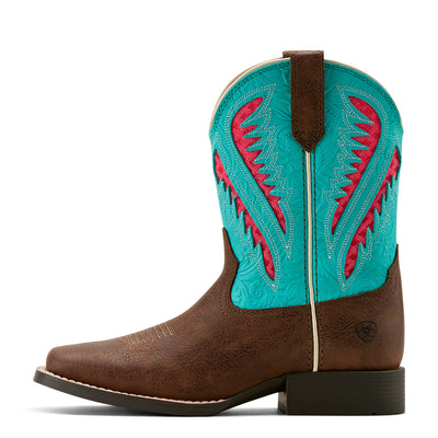 Ariat | Kid's Quickdraw Venttek Western Boot | Rich Clay/Turquoise Floral Emboss