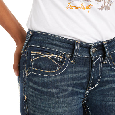 Ariat  R.E.A.L. Mid Rise Stretch Whipstitch Boot Cut Jean | Ocean