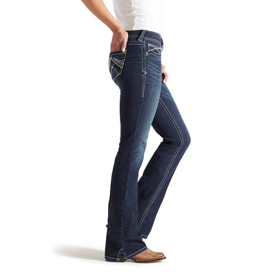 Ariat  R.E.A.L. Mid Rise Stretch Whipstitch Boot Cut Jean | Ocean