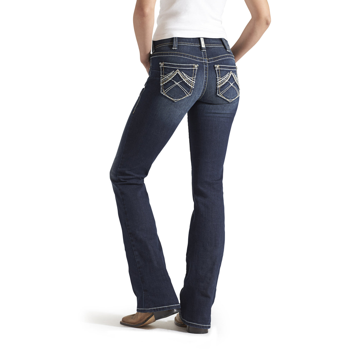 Ariat  R.E.A.L. Mid Rise Stretch Whipstitch Boot Cut Jean | Ocean