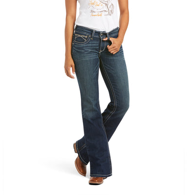 Ariat  R.E.A.L. Mid Rise Stretch Whipstitch Boot Cut Jean | Ocean