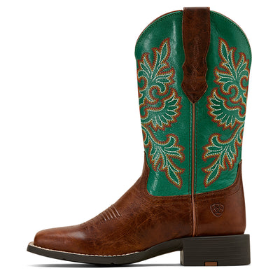 Ariat | Women's Round Up | Wide Square Toe | StretchFit Western Boot | Arizona Brown