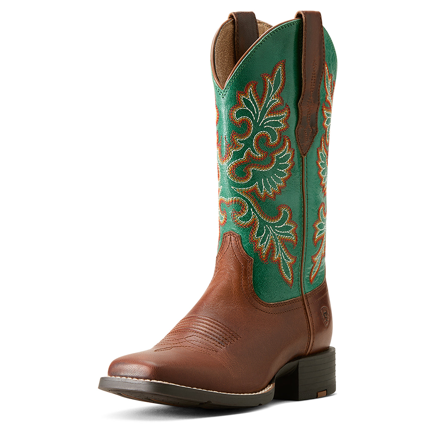 Ariat | Women's Round Up | Wide Square Toe | StretchFit Western Boot | Arizona Brown