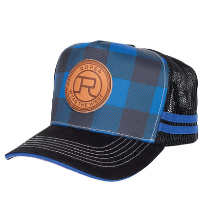 Roper | Trucker Cap | Plaid | Cobalt/Black