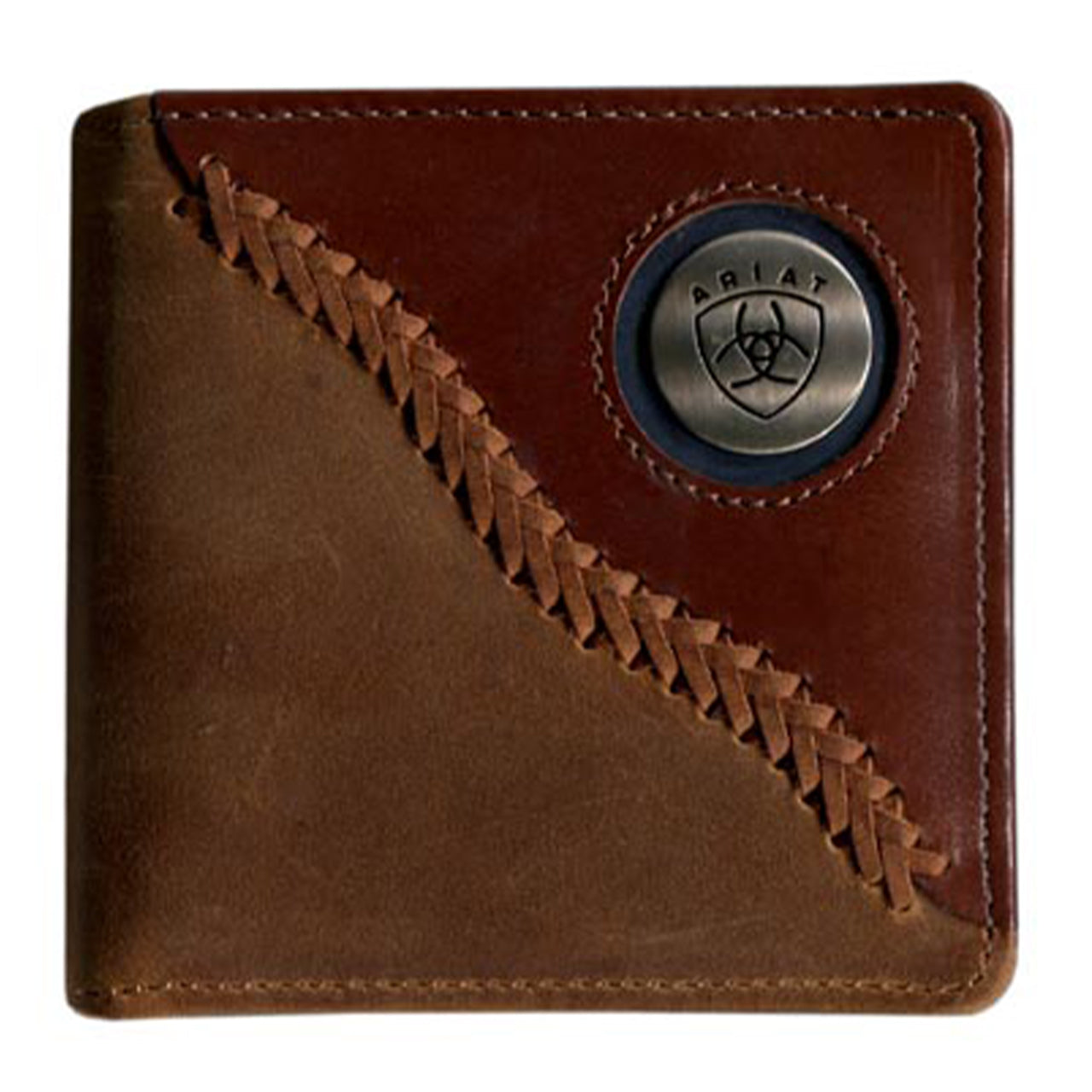 Ariat Bi-Fold Wallet Two Toned Stitched | Mahogany/Brown