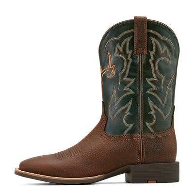 Ariat | Men's Sport Outdoor | Cowboy Boot | Brown Oiled Rowdy/Tack Green