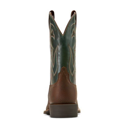 Ariat | Men's Sport Outdoor | Cowboy Boot | Brown Oiled Rowdy/Tack Green
