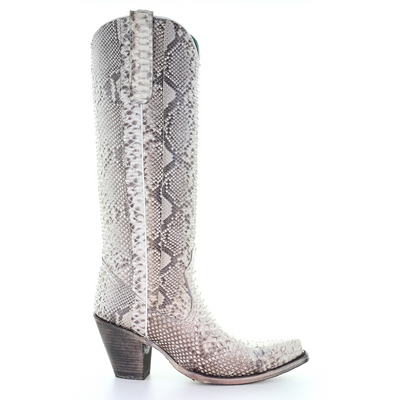 Corral | Python Side Zipper Boot| Tall Top| Natural