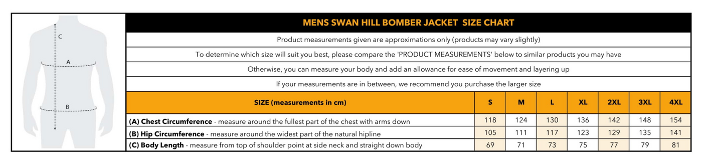 Burke & Wills Men's Swan Hill Bomber Jacket I Dark Camel - Outback Traders Australia