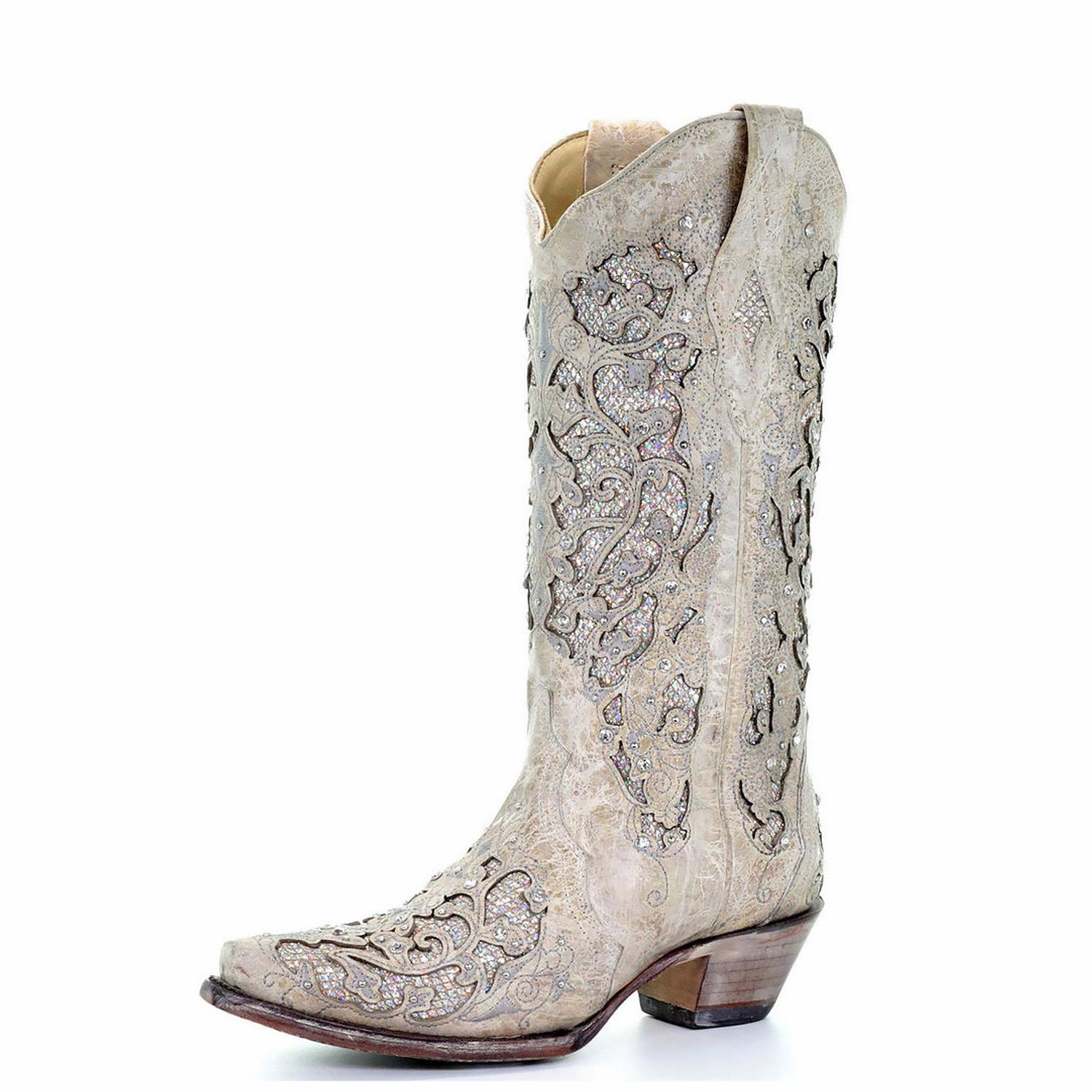 Corral Boho Cowgirl Boots | White with Crystal Inlay | Outback Traders