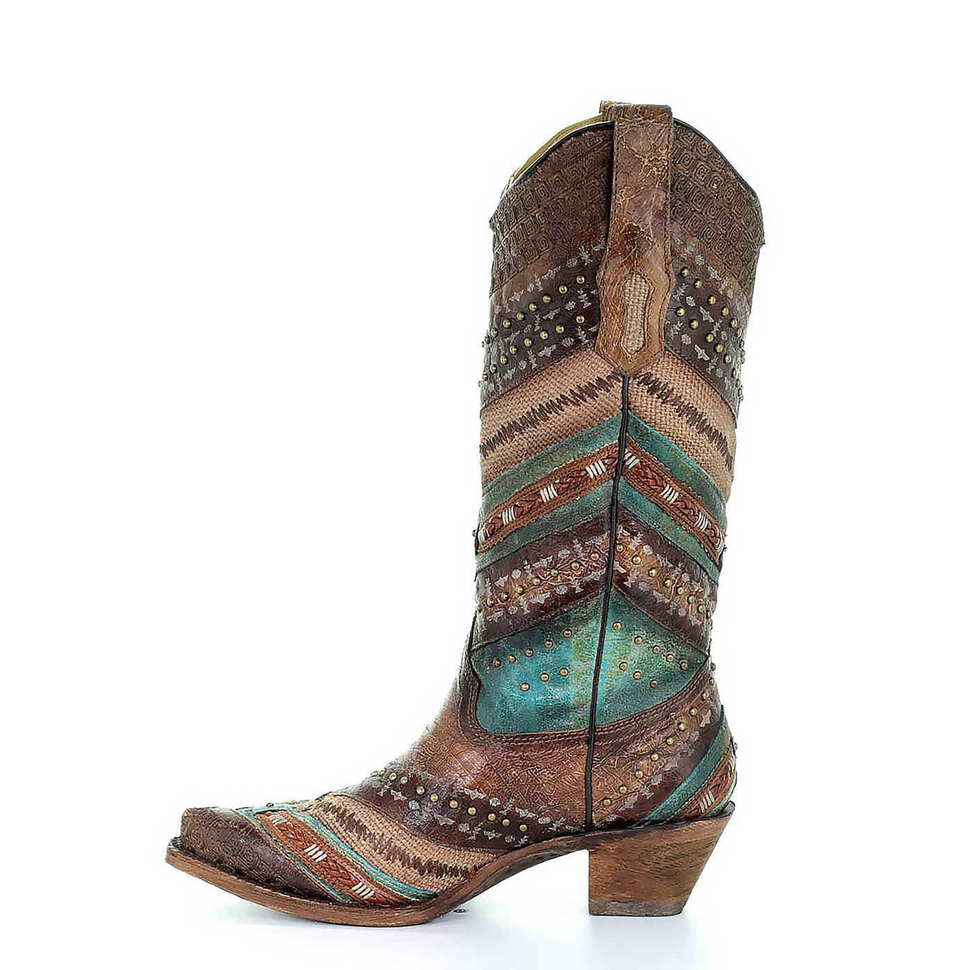 Corral | Turquoise Brown Embroidery and Studs | Blue Brown - Outback Traders Australia