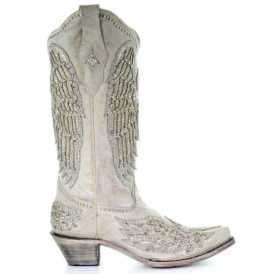 Corral | Angel Wings & Cross with Studs | White