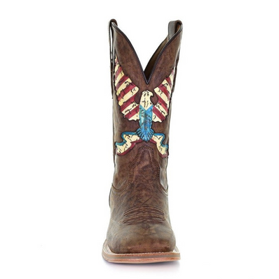 Corral Men's | Eagle Inlay Wide Square Toe | Brown - Outback Traders Australia