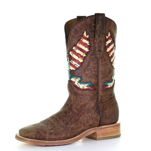 Corral Men's | Eagle Inlay Wide Square Toe | Brown - Outback Traders Australia