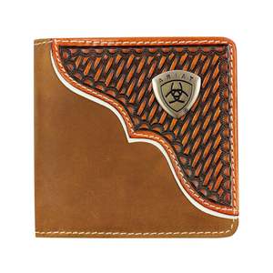 Ariat Bi-Fold Wallet-Basket Weave Overlay | Tan - Outback Traders Australia