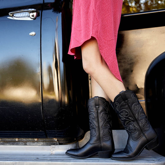 Ariat Boots Women s Heritage Western R Toe Black Deertan