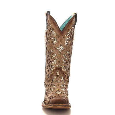 Corral | Glitter Inlay & Studs SQ. Toe | Orix Brown - Outback Traders Australia