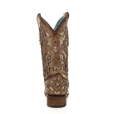 Corral | Glitter Inlay & Studs SQ. Toe | Orix Brown - Outback Traders Australia