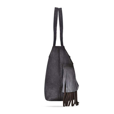 Corral Grey Chocolate Zipper & Fringes Purse - Outback Traders Australia
