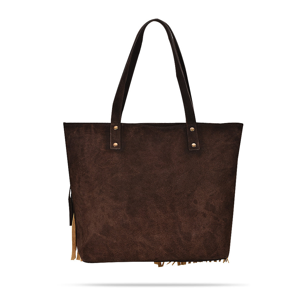 Corral | Fringed Tote Bag | Chocolate Straw
