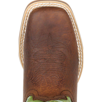 Durango |  Lil' Rebel Pro Big Kid's Western Boot | Frontier Brown / Lime - Outback Traders Australia