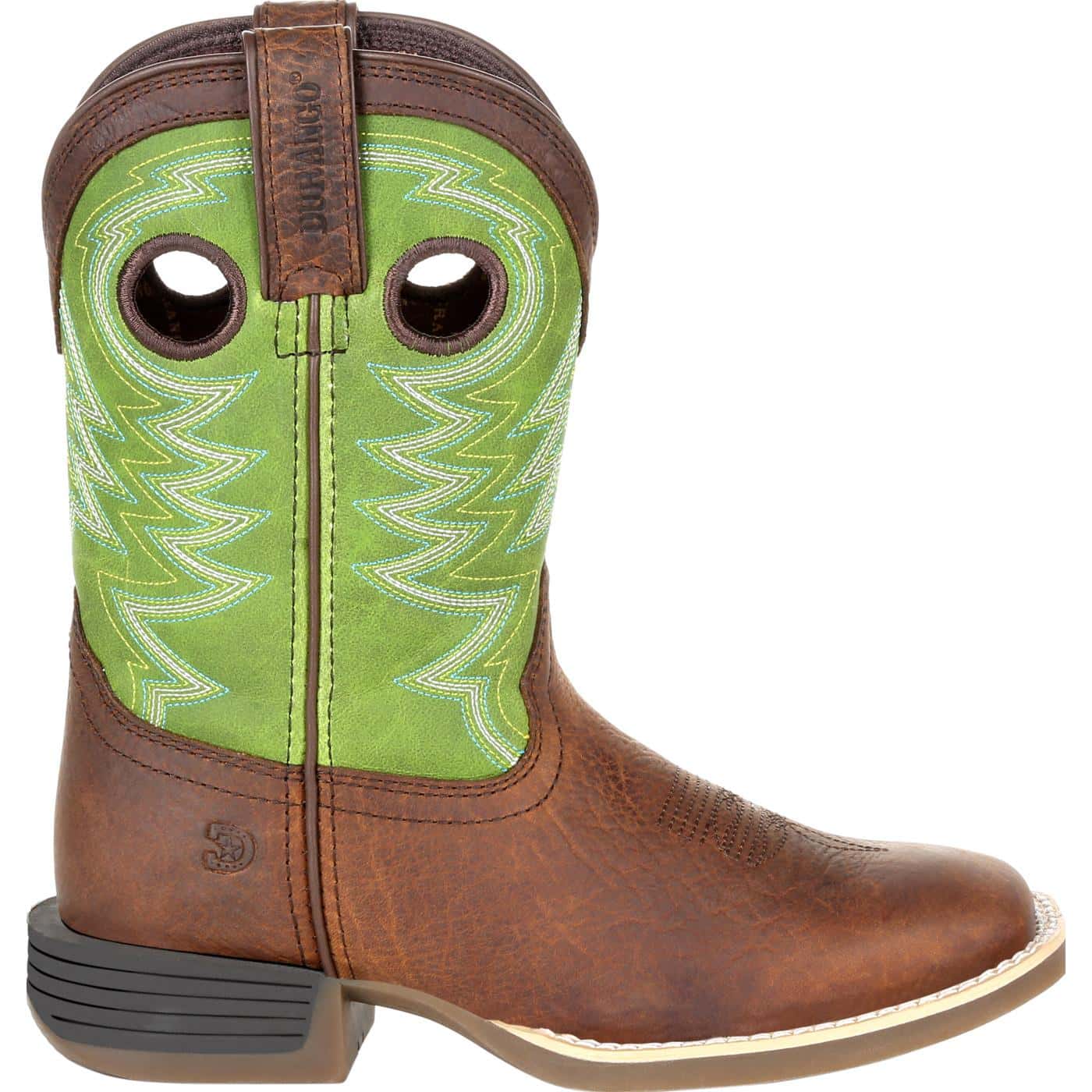 Durango |  Lil' Rebel Pro Big Kid's Western Boot | Frontier Brown / Lime - Outback Traders Australia
