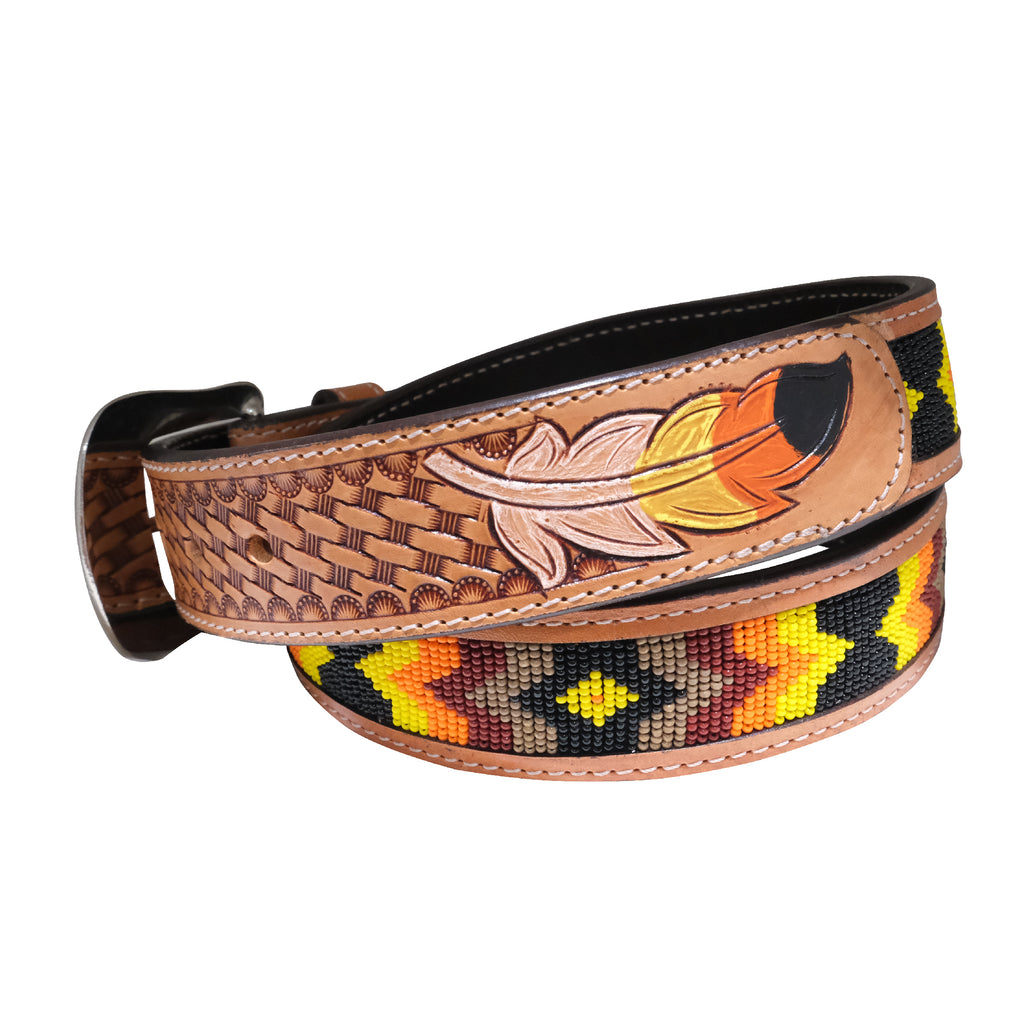 Outback King | Feather Beaded Western Belt