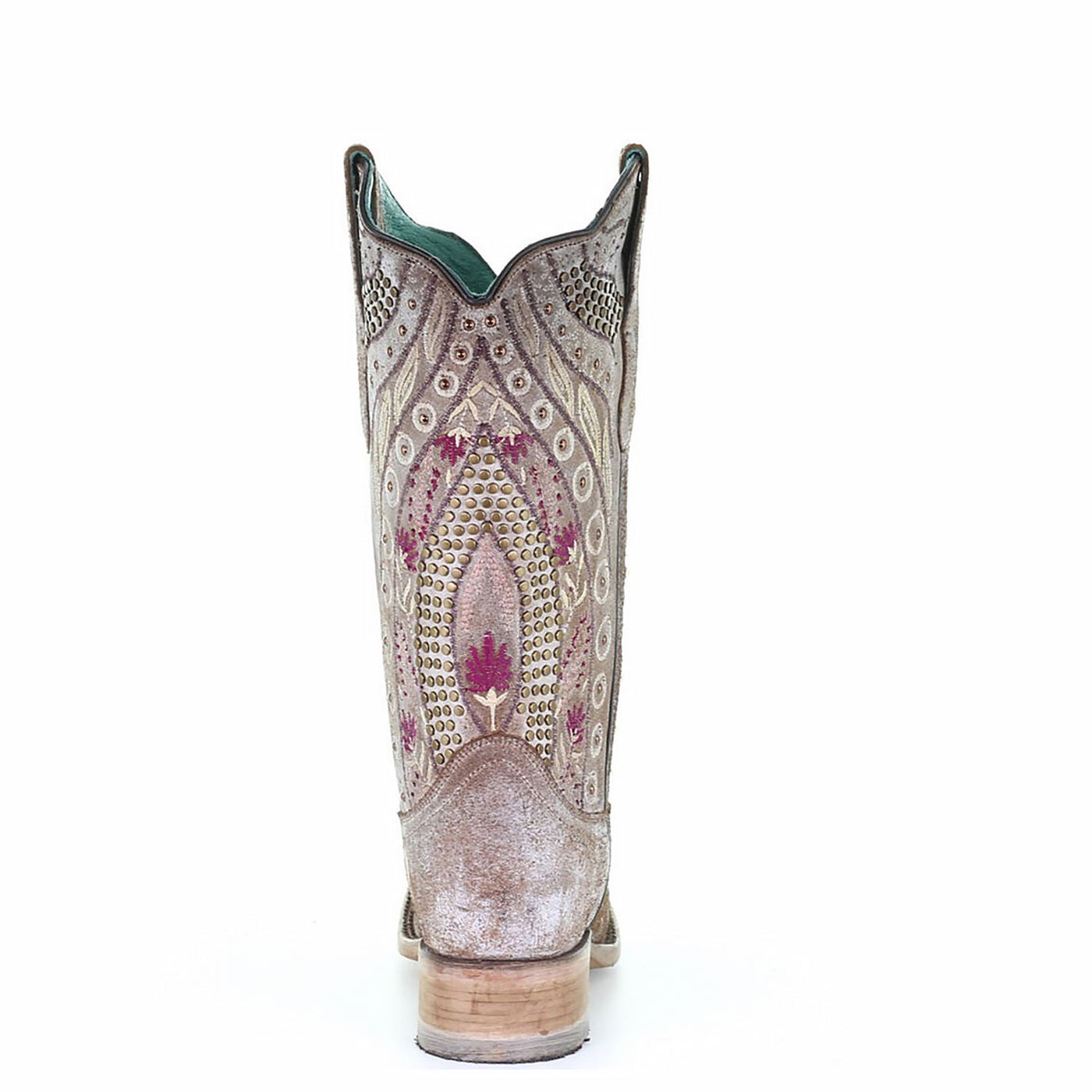 Corral | Studs & Flowered Embroidery & Crystals SQ. Toe | Taupe - Outback Traders Australia
