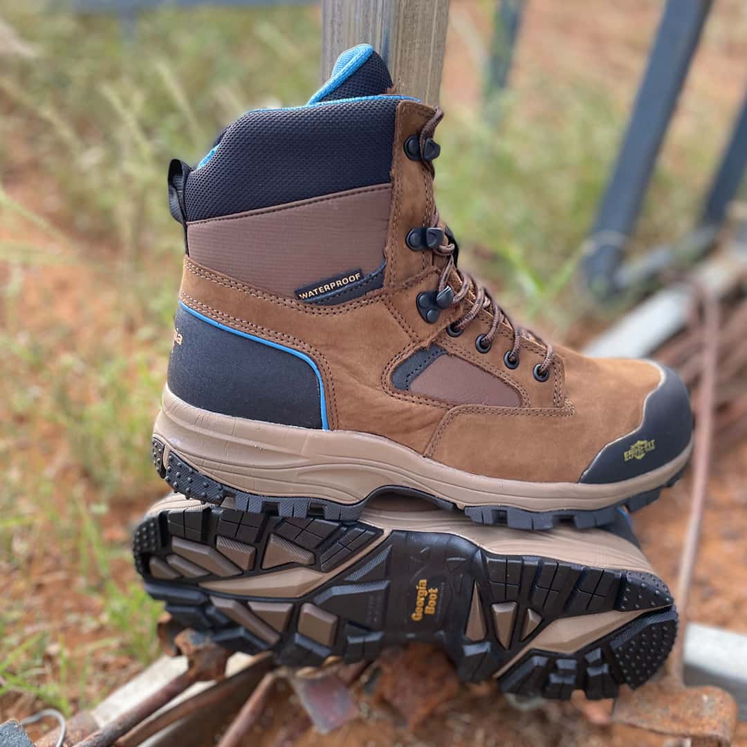 Georgia | Men's Blue Collar Composite Toe Waterproof Work Hiker | Dark Brown - Outback Traders Australia