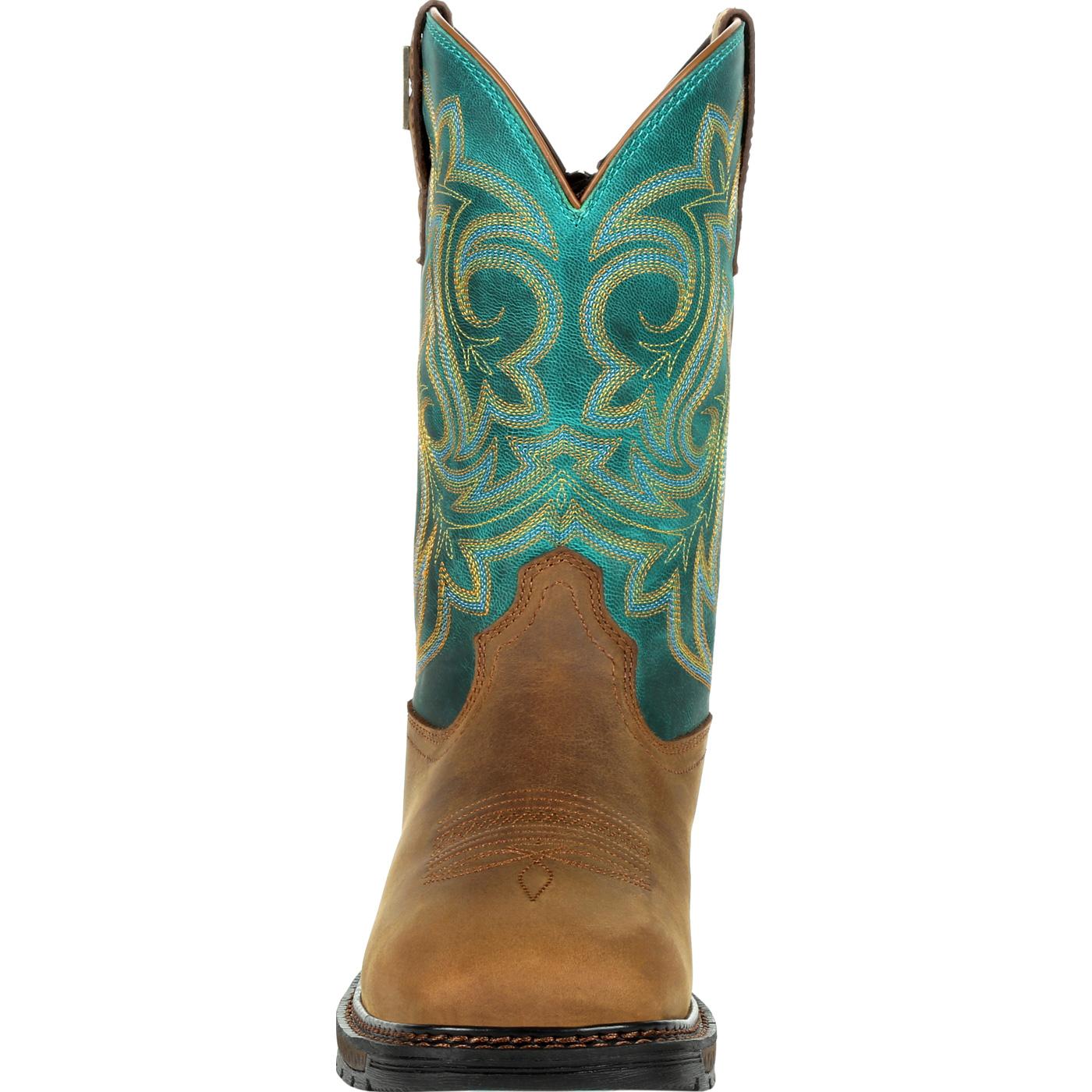 Georgia | Women's Carbo-Tec LT Waterproof Pull-On Boot | Brown / Teal - Outback Traders Australia