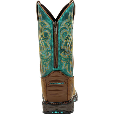 Georgia | Women's Carbo-Tec LT Waterproof Pull-On Boot | Brown / Teal - Outback Traders Australia