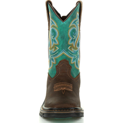 Georgia | Little Kid's Carbo-Tec LT Pull-On Boot | Brown / Turquoise - Outback Traders Australia