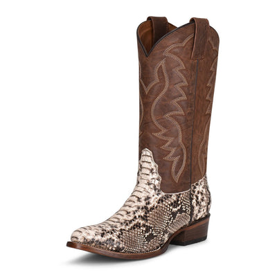 Circle G Men's | Python Embroidery | Western R Toe | Natural/Brown