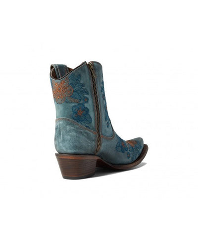 Circle G | Flowered Embroidery| Ankle Boot| Blue Jean