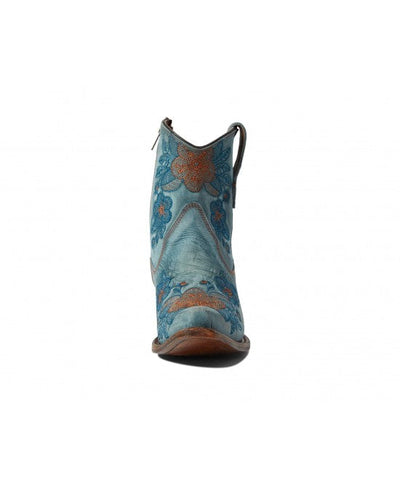 Circle G | Flowered Embroidery| Ankle Boot| Blue Jean