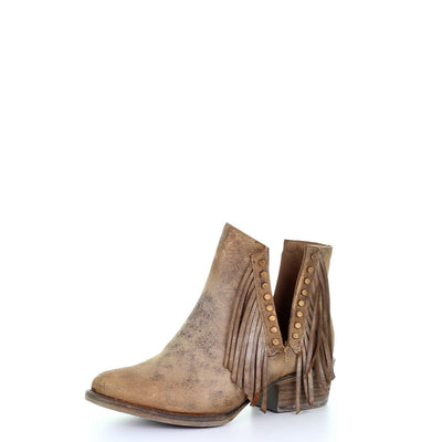 Circle G | Studs & Fringes Bootie Round Toe | Brown - Outback Traders Australia
