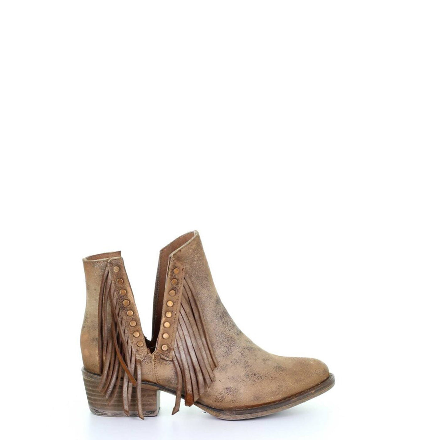 Circle G | Studs & Fringes Bootie Round Toe | Brown - Outback Traders Australia