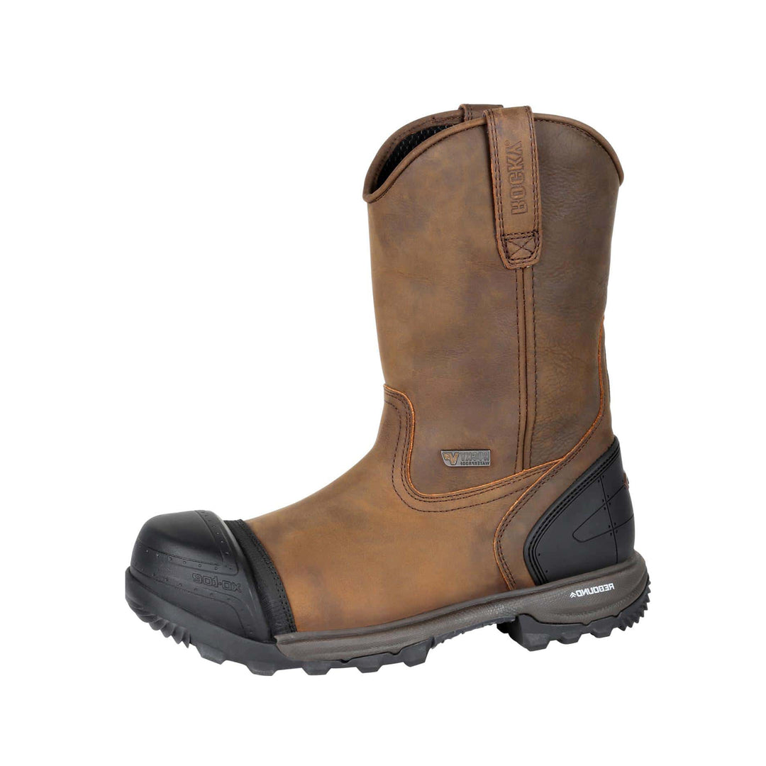 Rocky Men s XO Toe Composite Waterproof Pull On Work Boot Brown