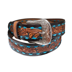 Outback King | Turquoise Buck Stitched Retro Western Belt - Outback Traders Australia
