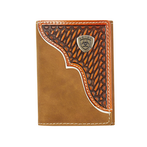 Ariat Tri-Fold Wallet | Basket Weave Overlay - Outback Traders Australia