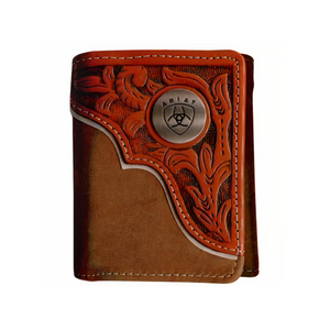 Ariat Tri-Fold Wallet | Tooled Overlay - Outback Traders Australia