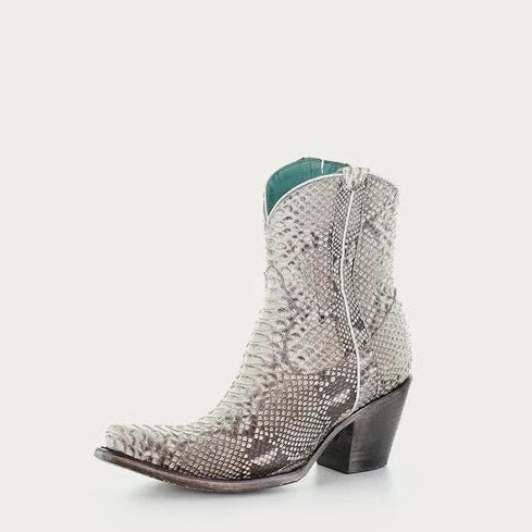 Corral |  Python Zipper | Ankle Boot| Natural