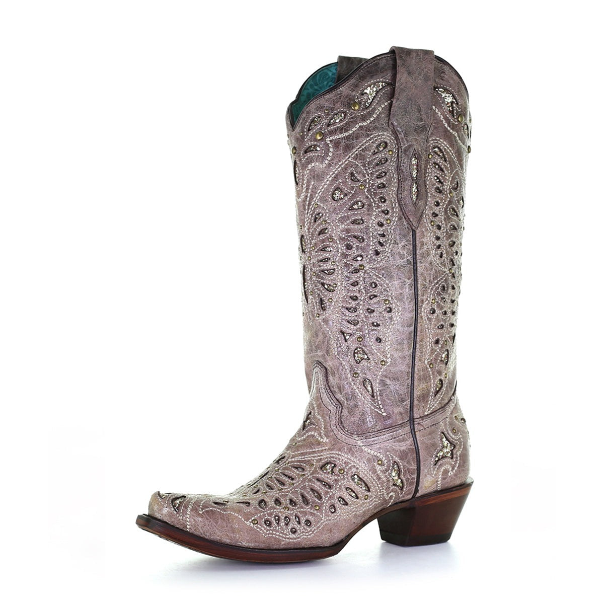 Corral | Glitter Butterfly Inlay & Embroidery | Snip Toe | Light Brown