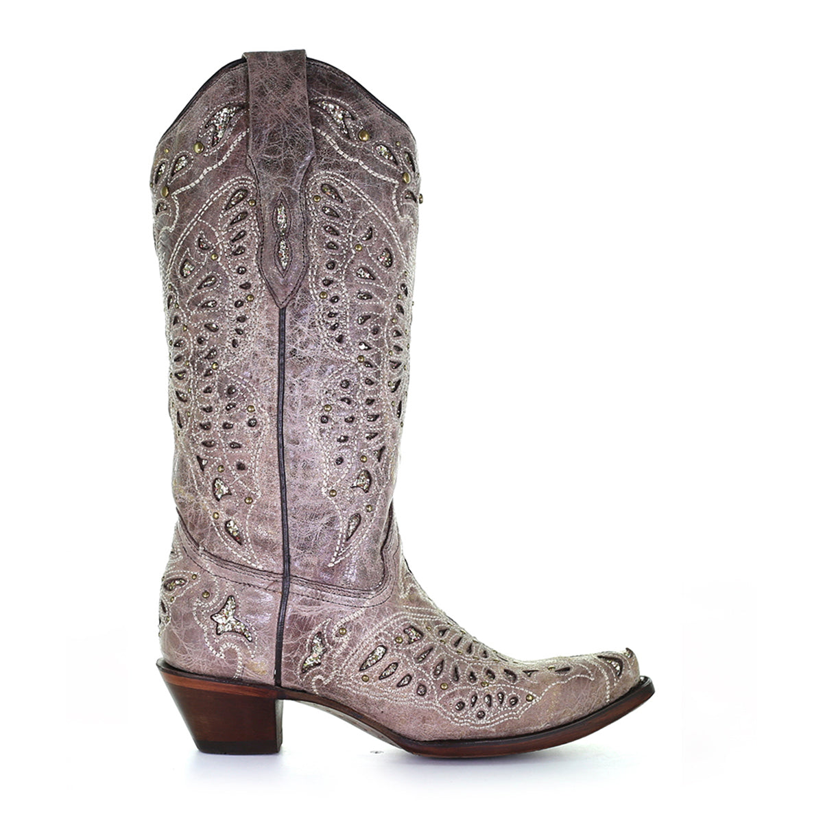 Corral | Glitter Butterfly Inlay & Embroidery | Snip Toe | Light Brown
