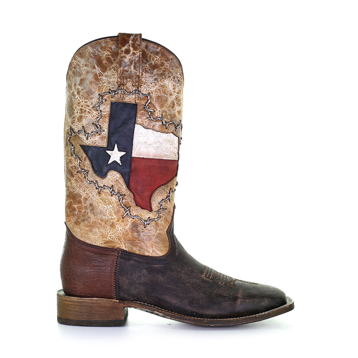 Corral Men's | Texas Inlay & Wired Wide Square Toe | Brown - Outback Traders Australia