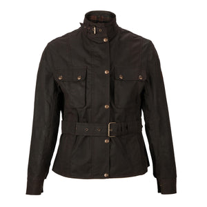 Burke & Wills Women's Territory Biker Oilskin Jacket Brown - Outback Traders Australia